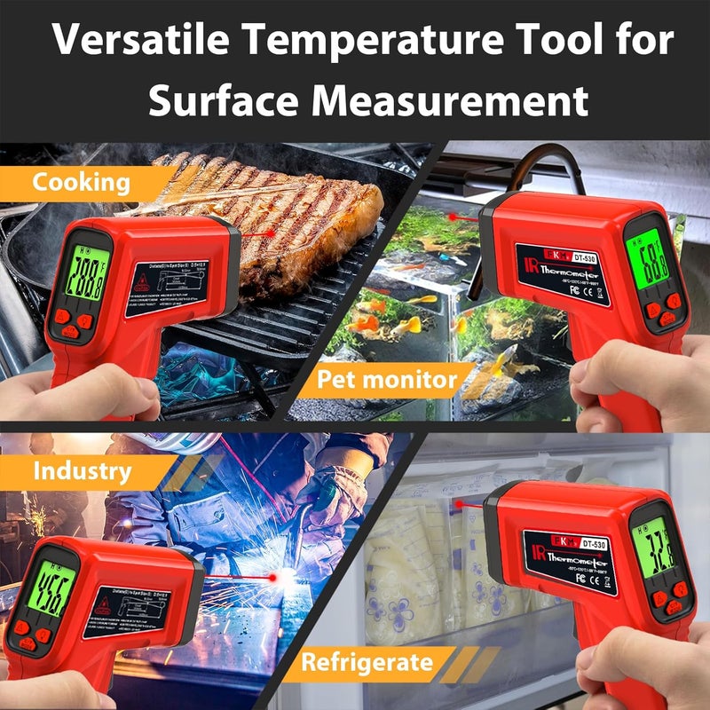 FKM Laser Thermometer Gun Non-Contact Infrared Temperature Gun,-58°F~986°F(-50°C~530°C) AdjustableEmissivity,Digital Thermometer Gun for Industrial,Kitchen Cooking,Oven,Automotive,HVAC,Not for Human - Image 5
